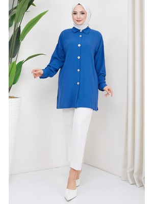 Hafsa Mina  Aerobin Oversize Tunik Indigo HM2324