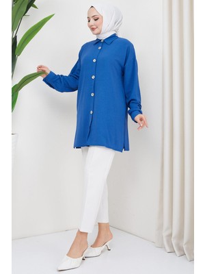 Hafsa Mina  Aerobin Oversize Tunik Indigo HM2324