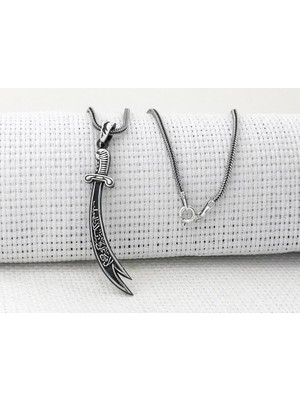 Takıhan Çift Taraflı Zülfikar Kılıcı 925 Ayar Gümüş Kolye