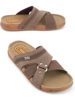 Gezer Yazlık Erkek Suni Deri Pu Taban Rahat Günlük Terlik