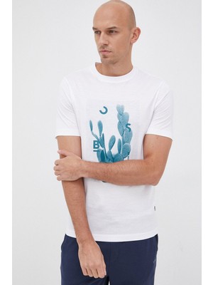 Boss Erkek Büyük Yumuşak Dokulu Beyaz T-Shirt 50469501-100