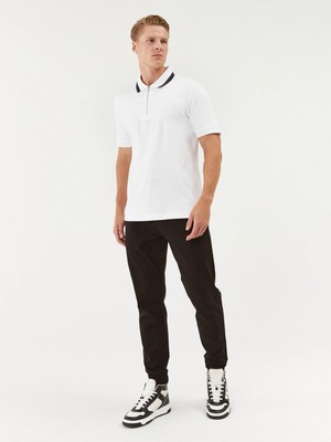 Boss Erkek Pamuklu Polo Yaka Kısa Kollu Günlük Kullanım Beyaz Polo Yaka T-Shirt 50494662-100