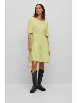 Hugo Kadın Boss Logolu Rahat Kesim Sarı Elbise 50473053-733