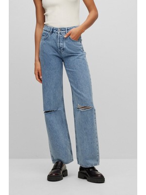 Hugo Kadın Pamuklu Normal Kesim Rahat Mavi Jeans 50487849-450