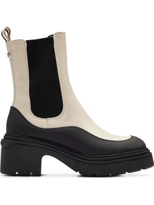 Boss Kadın Deri Logolu Kalın Tabanlı Günlük Kullanım Bej Bot & Bootie 50503738-118