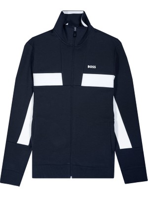 Boss Erkek Uzun Kollu Fermuarlı Marka Logolu Lacivert Sweatshirt 50493470-402