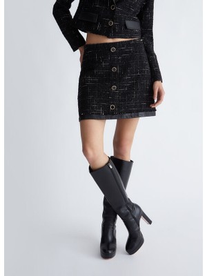 Liu Jo Kadın Mini Boy Desenli Günlük Kullanım Siyah Etek WF3135T3597-A4080