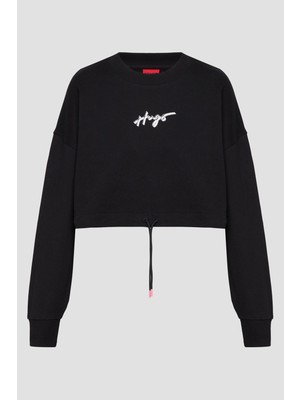 Hugo Kadın Marka Logolu Uzun Kollu Rahat Siyah Sweatshirt 50489094-001