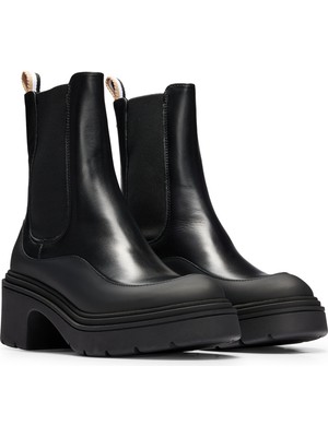 Boss Kadın Deri Logolu Kalın Tabanlı Günlük Kullanım Siyah Bot & Bootie 50503738-001