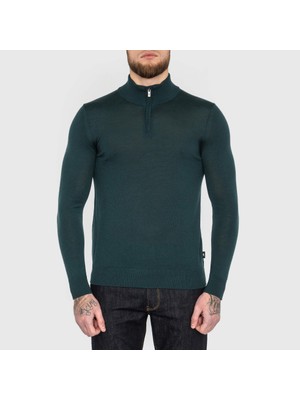 Emporio Armani Erkek Marka Logo Detaylı Dik Yaka Fermuar Kapamalı Haki Kazak 8N1MUX 1MJXZ-0586