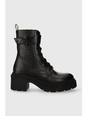 Boss Kadın Deri Logolu Kalın Tabanlı Günlük Kullanım Siyah Bot & Bootie 50504599-001