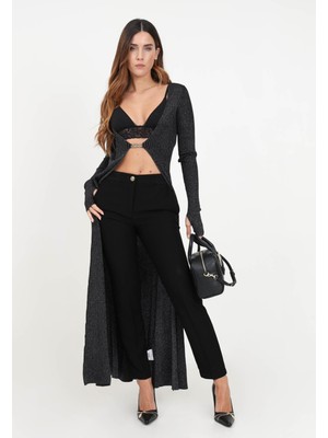 Versace Kadın Normal Belli Dar Kesim Düz Paça Siyah Pantolon 75HAA112N0230-899