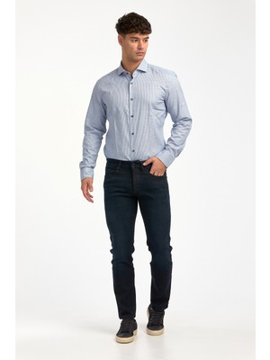 Boss Erkek Marka Logolu Pamuklu Normal Kalıp Günlük Lacivert Jeans 50501078-006