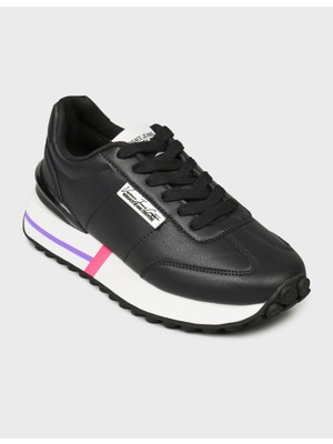 Versace Kadın Marka Logolu Rahat Taban Bağıcıklı Siyah Sneaker 75VA3SH1ZP346-899