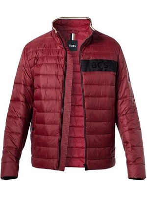 Boss Erkek Logolu Fermuar Kapamalı Cepli Kışlık Bordo Ceket 50464308-602