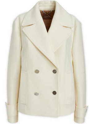 Boss Kadın Pamuklu Uzun Kollu Düğmeli Beyaz Mont 50495268-118