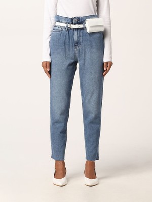 Liu Jo Kadın Pamuklu Normal Kesim Rahat Mavi Jeans UA2043D4622-MAV