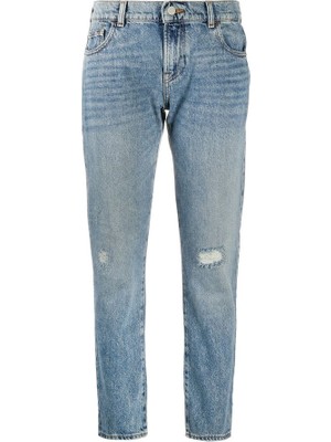 Emporio Armani Kadın Regular Fit Fermuarlı Pamuklu Beş Cepli Mavi Pantolon 6H2J36 2D9QZ-941