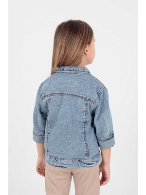 Ahenk Kids Kız Çocuk Ayıcıklı Pamuklu Jean Ceket Günlük Modaya Uygun AK22176023