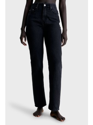 Calvin Klein Kadın Yüksek Belli Pamuk Karışımlı Günlük Kullanım Siyah Jeans J20J222198-1BY
