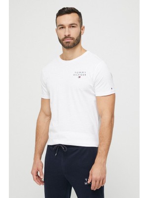 Tommy Hilfiger Erkek Dokuma Kumaş Kısa Kol Model Beyaz T-Shirt Um0Um02916-Ybr