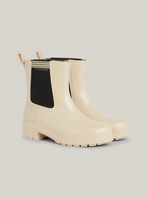Tommy Hilfiger Kadın Kışlık Su Geçirmez Lastikli Kaydırmaz Taban Bej Bot & Bootie FW0FW07760-AES