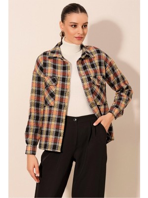 Bigdart 3854 Ekose Desen Çift Cepli Gömlek - A. Kiremit