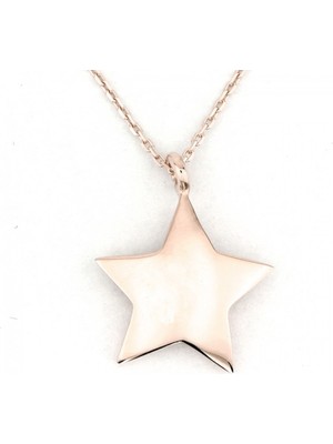 Altın Marketim 925 Ayar Rose Altın Kaplama Küçük Gümüş Yıldız Kolye