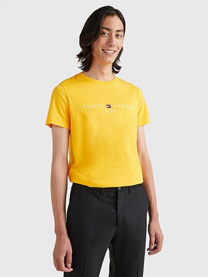 Tommy Hilfiger Erkek Dokuma Kumaş Kısa Kol Model Sarı T-Shirt Mw0Mw11797-Zew