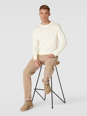 Tommy Hilfiger Erkek Marka Logo Detaylı Regular Fit Uzun Kollu Bej Kazak MW0MW33524-AEF