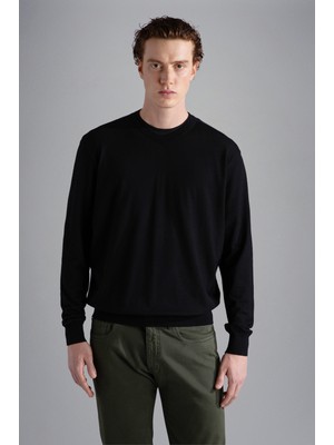 Paul & Shark  Erkek Marka Logolu Uzun Kollu Rahat Siyah Kazak 13311088-011