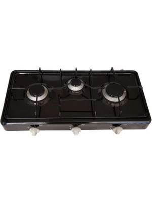 Sobapark Doğalgazlı 3 Gözlü Ocak Emaye Set Üstü Ocak Siyah Renk Set Üstü Ocak Çakmaksız 3 Lü Ocak