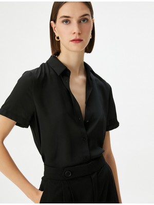 Koton Şifon Gömlek Kısa Kollu Klasik Yaka
