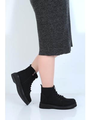 Twingo 845 Siyah Zümrüt Kürklü Kadın Düz Bot