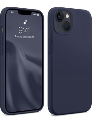 Gritty iPhone 13 Uyumlu Petrol Mavi Silikon Kılıf Leke Tutmaz Içi Süet Silinebilir Kapak