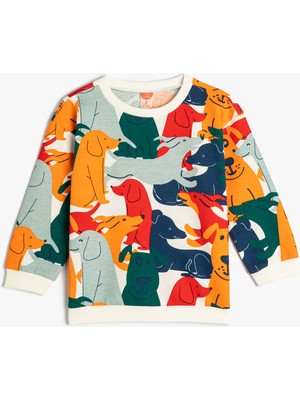 Koton Sweatshirt Köpek Grafik Baskılı  Pamuklu