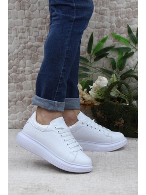 Fort B-150 Beyaz Rahat Kalın Taban Sneaker Erkek Spor Ayakkabı