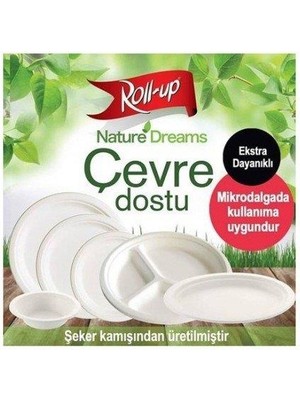 Roll-Up Nature Ekolojik Karton Kağıt Tek Kullanımlık Oval Tabak - 20X26 Cm. - 50 Adetlik 5 Paket