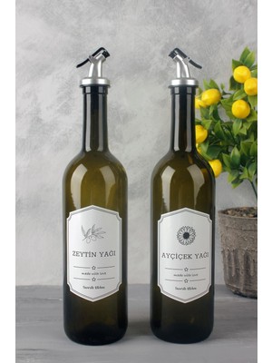 Milenay Retro 2'li Amber Cam Yağlık 750 ml Zeytinyağ Ayçiçek Yağı Şişesi Yağdanlık Amber Yağlık