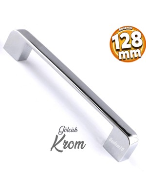 Badem10 Gölcük Oval (128 mm - 12.8 cm) Metal Krom Mobilya Mutfak Çekmece Dolabı Dolap Kapak Kulbu Kulpları