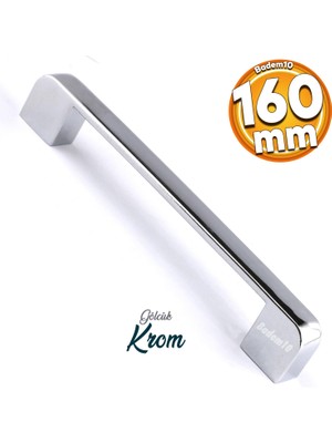 Badem10 Gölcük Oval (160 mm - 16 cm) Metal Krom Mobilya Mutfak Çekmece Dolap Dolabı Kapak Kulbu Kulpu Kulpları