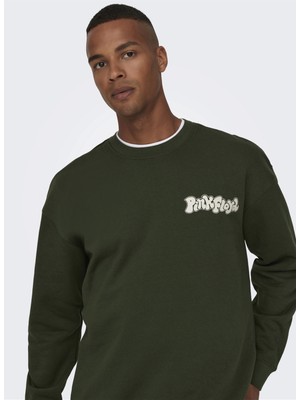 Only & Sons O Yaka Yeşil Erkek Sweatshırt 22027056_ONSPINK Floyd Rlx Crew Nec