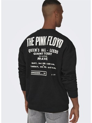 Only & Sons O Yaka Siyah Erkek Sweatshırt 22027056_ONSPINK Floyd Rlx Crew Nec