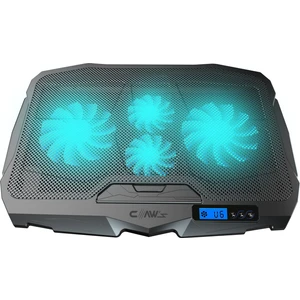 Tornado 4x Turbo LED Fan - Ayarlabilir Fan Hızı & 6 Farklı Stand Yükseklik Kademesi - 2 USB Portlu - Metal Mesh Zemin -  LCD Ekranlı Notebook Soğutucu - Siyah (9"-17" Boyut Destekli)