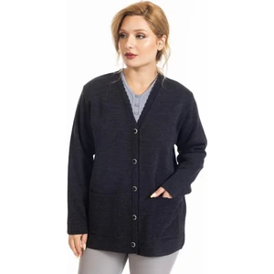 Mutlu City Yeni Sezon Çelik Örgü Sade Model V Yaka Düğmeli Anne Triko Hırka 7422