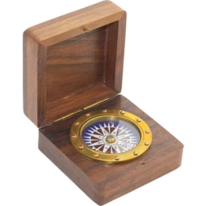 Keyfim Shop Kutulu Pirinç Pusula  8*8 cm