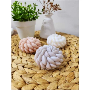 Çiçek Desen Kokulu Soya 3'lü Mum - Çok Renkli