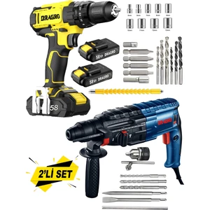 Alman Eko 2 Li Set 4200 W Kırıcı Delici Hilti 58 V Setli Şarjlı Matkap