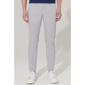 Altınyıldız Classics Erkek Gri Slim Fit Dar Kesim Yan Cepli Pamuklu Esnek Armürlü Pantolon