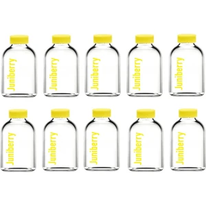 JUNİBELİW 10 Adet 50ML Cam Şişe Sarı Plastik Kapaklı Çok Amaçlı Shot Şişesi Meyve Suyu Shot Şişesi 10X50ML